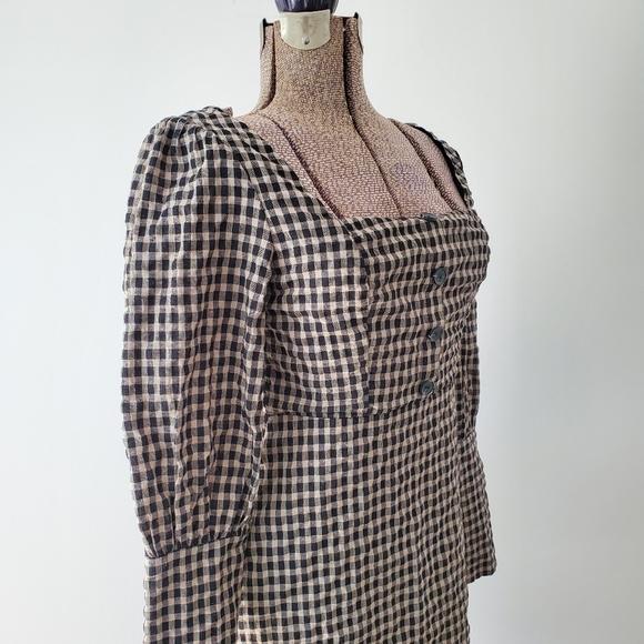 Essue black and white gingham mini dress size medium - Picture 2 of 13